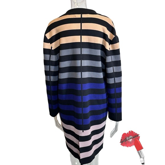 Diane Von Furstenberg Duster Womens Size P Petite Striped Open Jacket‎ Designer - Picture 2 of 15